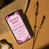 Retro Groovy Baby Meisje | Floral 70s baby shower Kaart