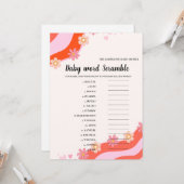 Retro Groovy Baby scramble woord Baby shower spel Kaart (Voorkant / Achterkant in situ)