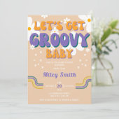 Retro Groovy Baby shower 70s 80s Girl Hippie Kaart (Staand voorkant)