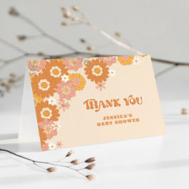 Retro groovy baby shower bedankkaart