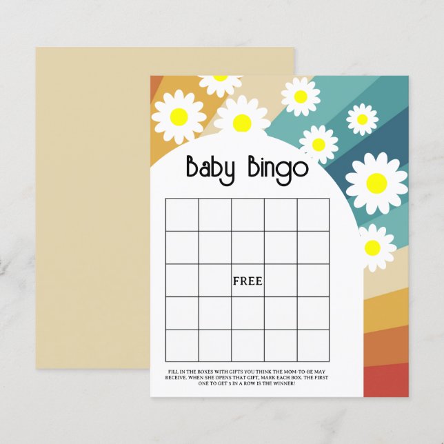 Retro Groovy - Baby shower bingospel (Voorkant / Achterkant)