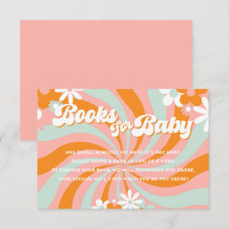 Retro Groovy Baby shower Boeken voor Baby Informatiekaartje