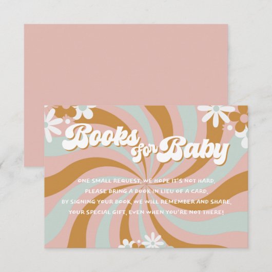 Retro Groovy Baby shower Boeken voor Baby Informatiekaartje (Voorkant / Achterkant)