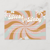 Retro Groovy Baby shower Boeken voor Baby Informatiekaartje (Voorkant)