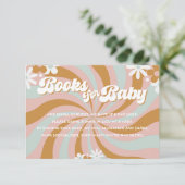 Retro Groovy Baby shower Boeken voor Baby Informatiekaartje (Staand voorkant)