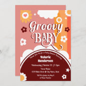 Retro Groovy Baby shower Invitation Kaart (Voorkant / Achterkant)