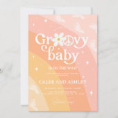 Retro Groovy Baby shower Invitation Kaart (Voorkant)