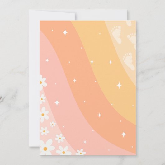 Retro Groovy Baby shower Invitation Kaart (Achterkant)