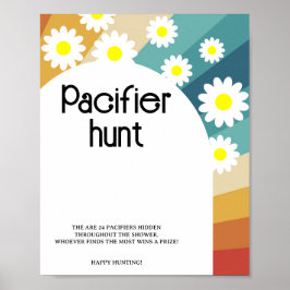 Retro Groovy - baby shower jachtspel voor Pacifier Poster