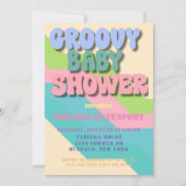 Retro Groovy Baby shower Kaart (Voorkant)