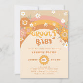 Retro groovy baby shower kaart (Voorkant)