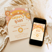 Retro groovy baby shower kaart