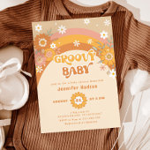 Retro groovy baby shower kaart
