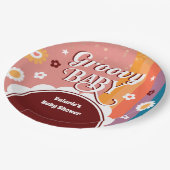 Retro Groovy Baby shower Papieren Bordje (Gekanteld)