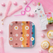 Retro Groovy Baby shower Papieren Bordje (Feest)