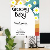 Retro Groovy - Baby shower partij Poster (Thuiskantoor)