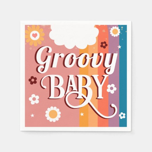 Retro Groovy Baby shower Servet (Voorkant)
