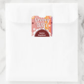 Retro Groovy Baby shower Vierkante Sticker (Tas)