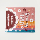 Retro Groovy Baby shower Wandkleed (Voorkant (horizontaal))