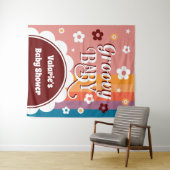 Retro Groovy Baby shower Wandkleed (In Situ (horizontaal))