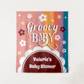 Retro Groovy Baby shower Wandkleed (Voorkant)
