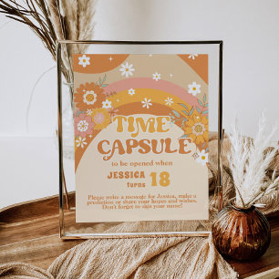 Retro Groovy baby tijd capsule verjaardag Poster