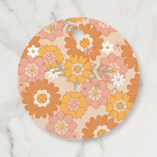 Retro groovy baby verjaardag bedankt bedankjes labels (Achterkant)