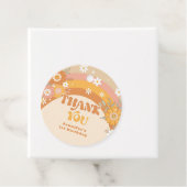 Retro groovy baby verjaardag bedankt bedankjes labels (In situ)