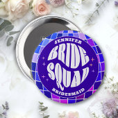 Retro Groovy Bachelorette Bruid Squad Bruidsmeisje Ronde Button 4,0 Cm