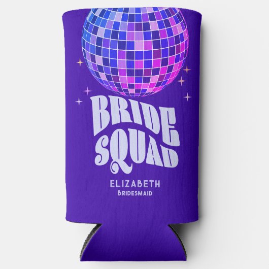 Retro Groovy Bachelorette Bruid Squad Bruidsmeisje Seltzer Blikjeskoeler (Voorkant)