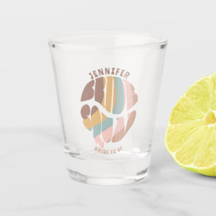 Retro Groovy Bachelorette Bruid Squad Bruidsmeisje Shot Glas