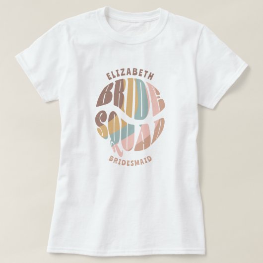 Retro Groovy Bachelorette Bruid Squad Bruidsmeisje T-shirt (Design voorkant)