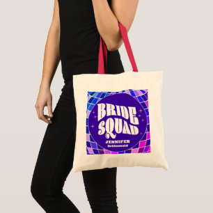 Retro Groovy Bachelorette Bruid Squad Bruidsmeisje Tote Bag
