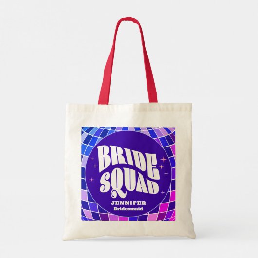 Retro Groovy Bachelorette Bruid Squad Bruidsmeisje Tote Bag (Achterkant)