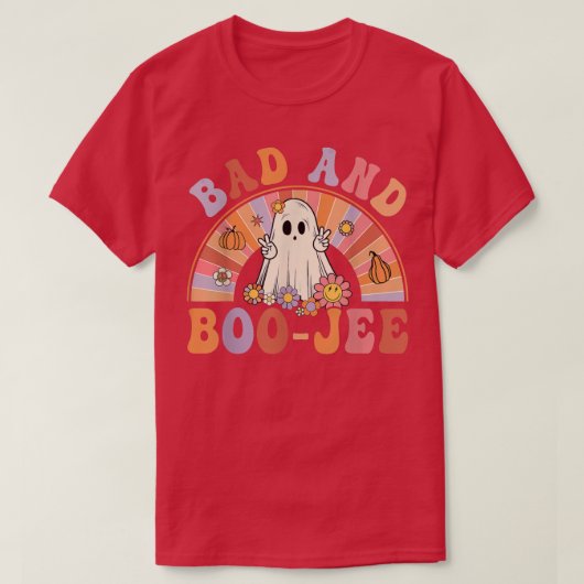 Retro Groovy Bad en Boo-Jee Floral Ghost HHAMWE T-shirt (Design voorkant)