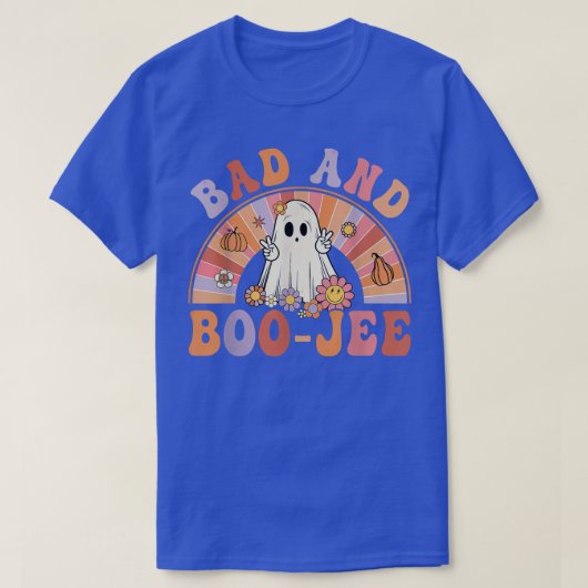 Retro Groovy Bad en Boo-Jee Floral Ghost HHAMWE T-shirt (Design voorkant)