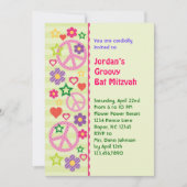 Retro Groovy Bat Mitzvah Uitnodiging (Voorkant)