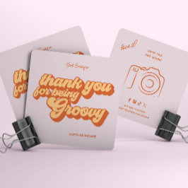Retro Groovy Bedankt Social Media Vierkante Visitekaartje