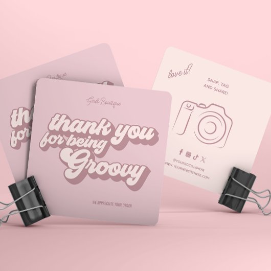 Retro Groovy Bedankt Social Media Vierkante Visitekaartje