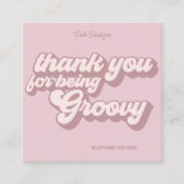 Retro Groovy Bedankt Social Media Vierkante Visitekaartje (Voorkant)