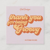 Retro Groovy Bedankt Social Media Vierkante Visitekaartje (Voorkant)