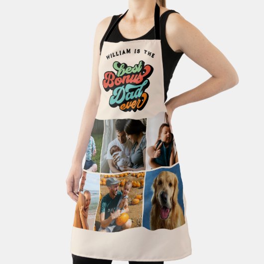 Retro Groovy Best Bonus Dad Ever Six Photo Gift Schort (Insitu)