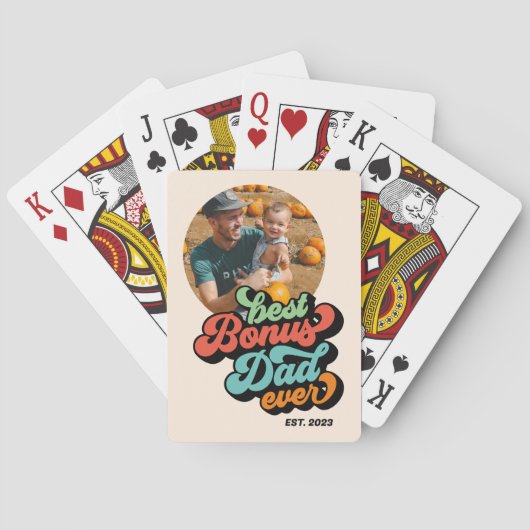 Retro Groovy Best Bonus Pap Ever Foto Fathers Day Pokerkaarten (Achterkant)