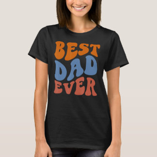 Retro Groovy Best Dad ever Wavy Hippie Boho 70s Vi T-shirt