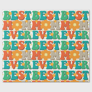 Retro Groovy Beste Moeder ooit Kleurrijk Cadeaupapier
