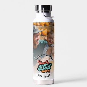 Retro Groovy Beste pap ooit Fotonaam Jaar Waterfles