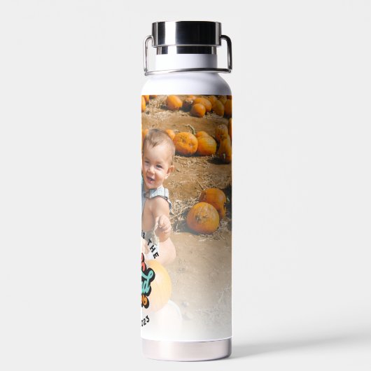 Retro Groovy Beste pap ooit Fotonaam Jaar Waterfles (Achterkant)