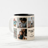 Retro Groovy beste papa ooit 7 fotocollage Tweekleurige Koffiemok (Voorkant links)