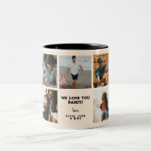 Retro Groovy beste papa ooit 7 fotocollage Tweekleurige Koffiemok (Center)