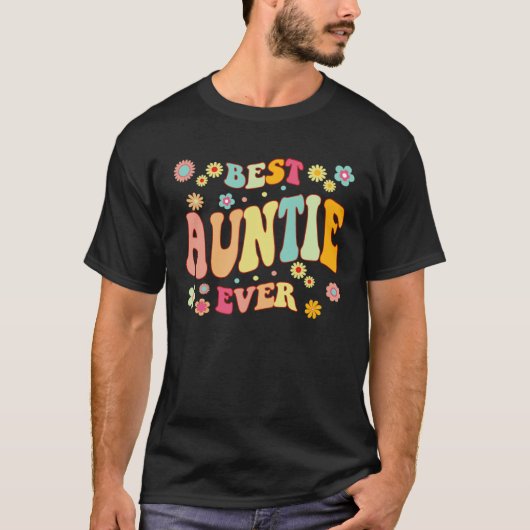 Retro Groovy beste tante ooit Moederdag T-shirt (Voorkant)